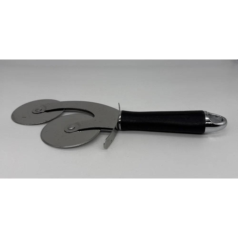 Stainless Steel Dual Wheel Pastry Cutter Pasta Pizza Slicer Fluted Straight Edge